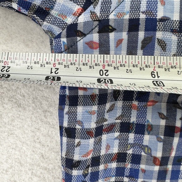 Luchiano Visconti Black Mens Shirt‎ MEDIUM Blue Plaid Geometric Button Up - Picture 14 of 15